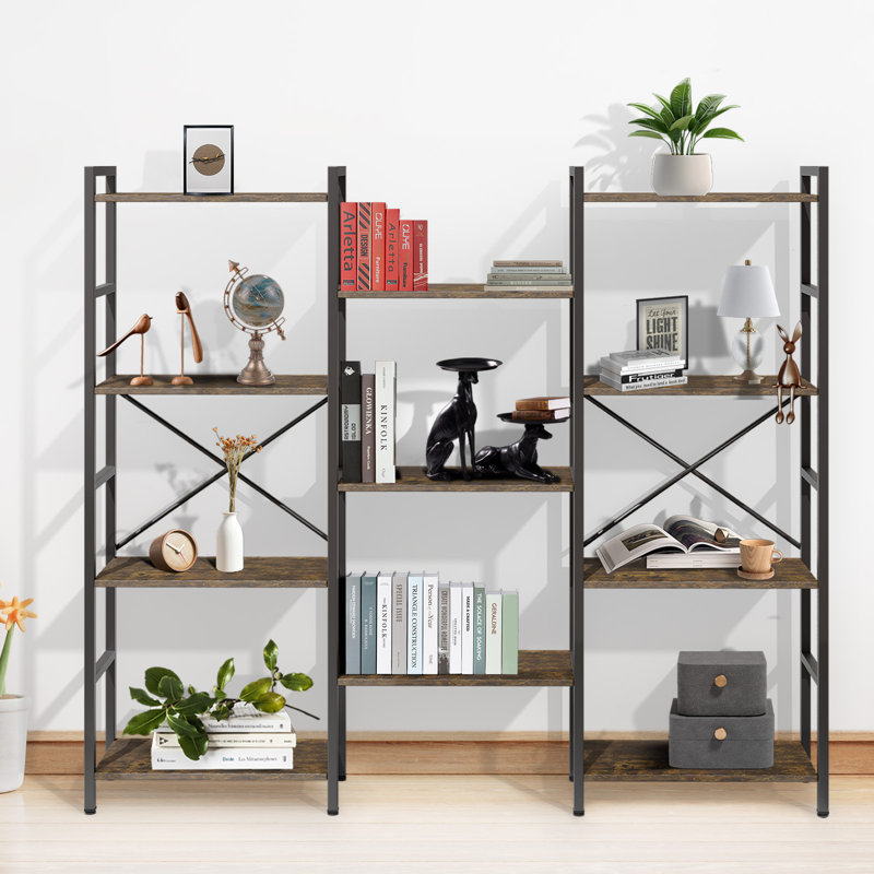 Étagère à livres avec tablettes réglables H 54,8 "x l 62", Brun industriel