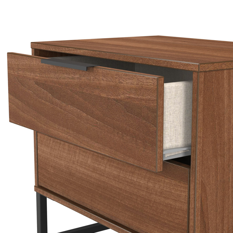 Turah 58cm W Manufactured Wood Bedside Table, Noche Walnut