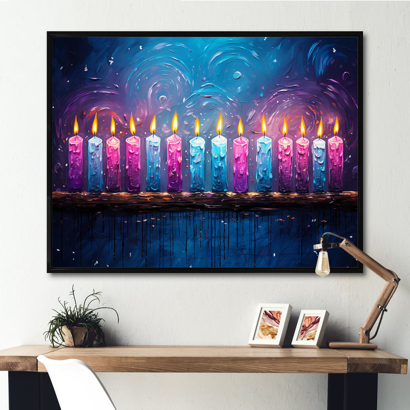 " Judaism Hanukkahs Hue I ", Black Floater Framed, 24" H x 32" W x 1" D