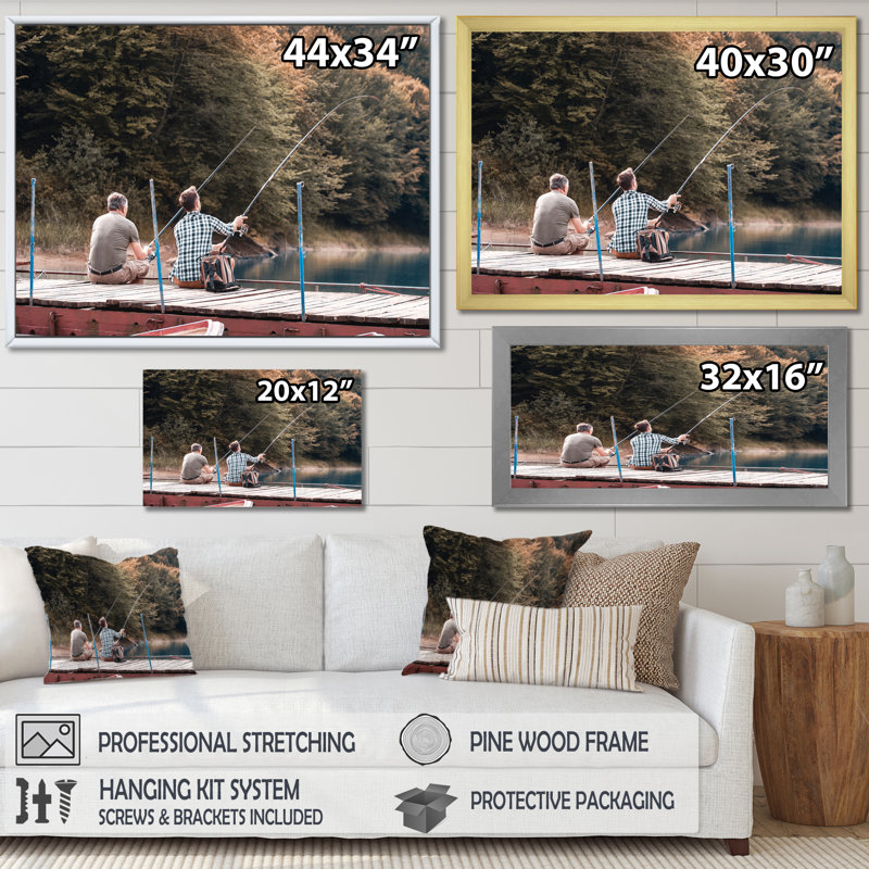 «Men Fishing At The Dock», photo sur toile, Toile tendue, 34" H x 44" W