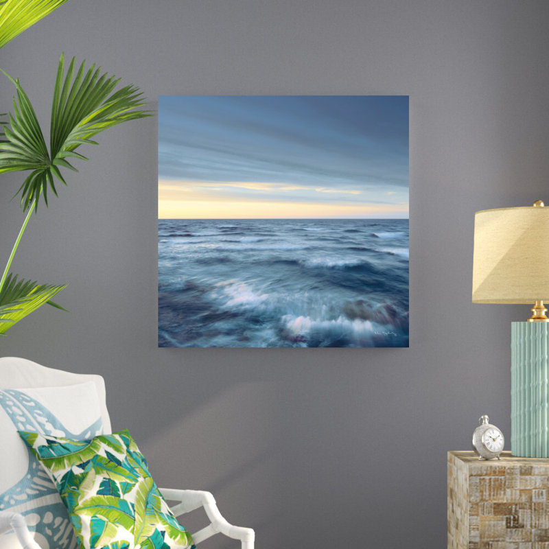 " Lake Superior Waves Navy Crop " Mixed Media Print, 36" H x 36" W