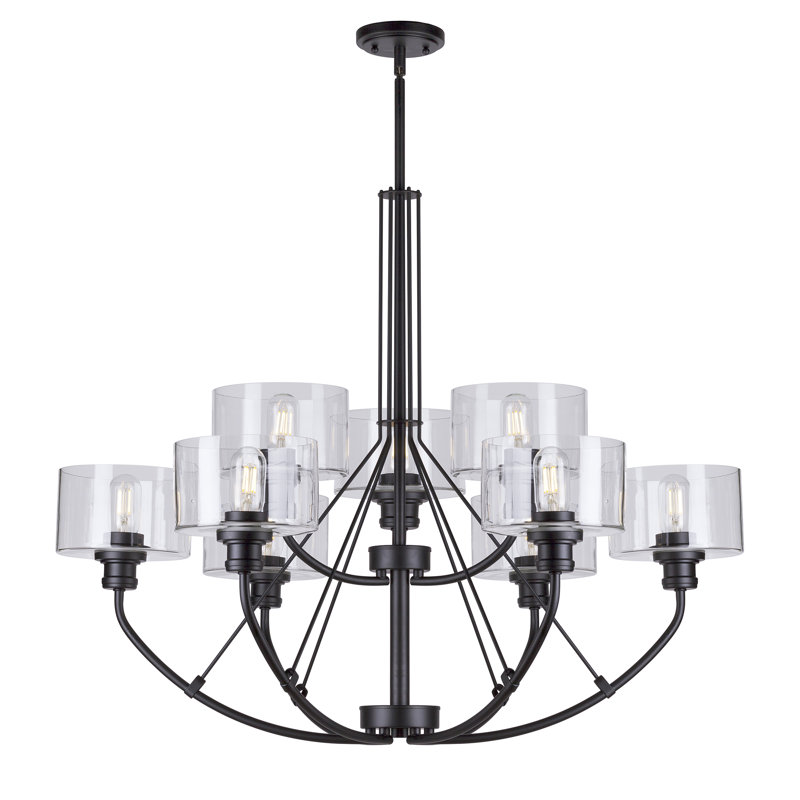 Dowding 9 - Light Dimmable Tiered Chandelier, Black