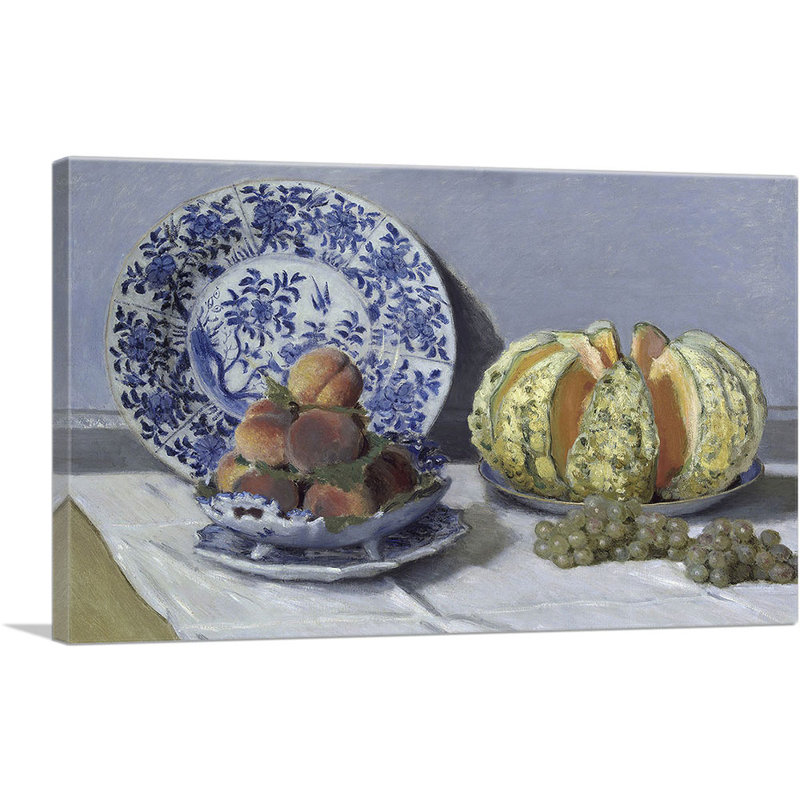 «Still Life with Melon» par Claude Monet, reproduction d'art sur toile tendue, H 26 po x l 40 po x 1,5 po