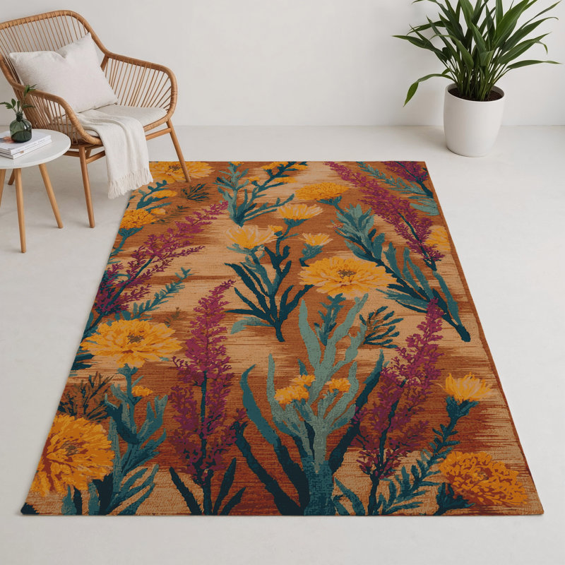 Tapis d'intérieur et d'extérieur brun Botanical, Rectangle 9 pi x 12 pi