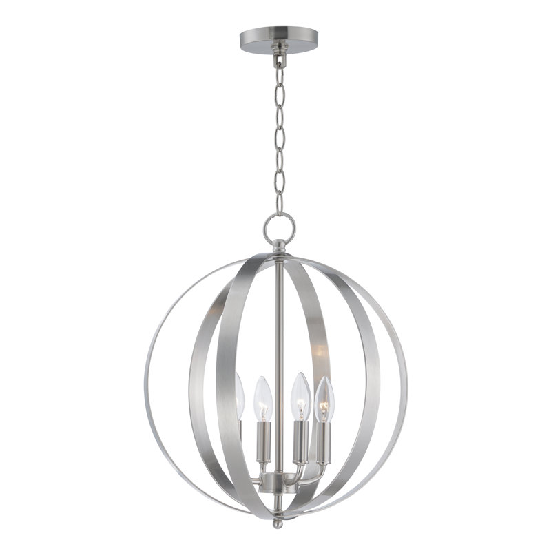 Luminaire suspendu sphère 4 lumières Albano, Nickel satiné