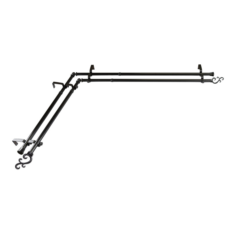 Tringle à rideaux double Verlyn, Noir, L 66 po x l 120 po