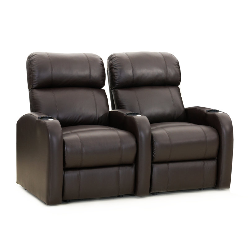 Causeuse de cinéma maison Alizette (rangée de 2), Électrique, Cuir véritable espresso luxueux