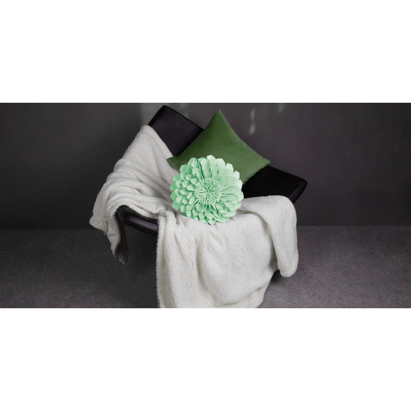  3D Floral Accent Pillow Handmade Flower Throw Pillow Decorative Cushion Cover & Insert, Mint, 12" x 12"