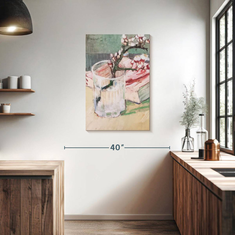Branche d'amande Harnek dans un verre avec un livre, H 36 po x l 24 po