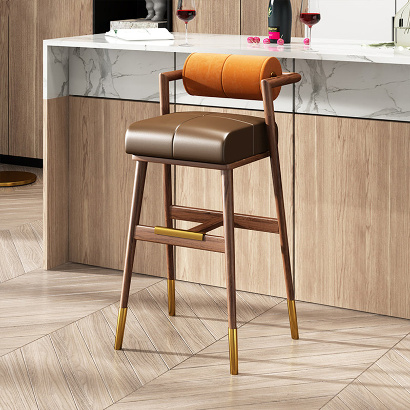 Tabouret de bar en bois massif rétro, Tabouret pour bar avec une hauteur d'assise de 29,