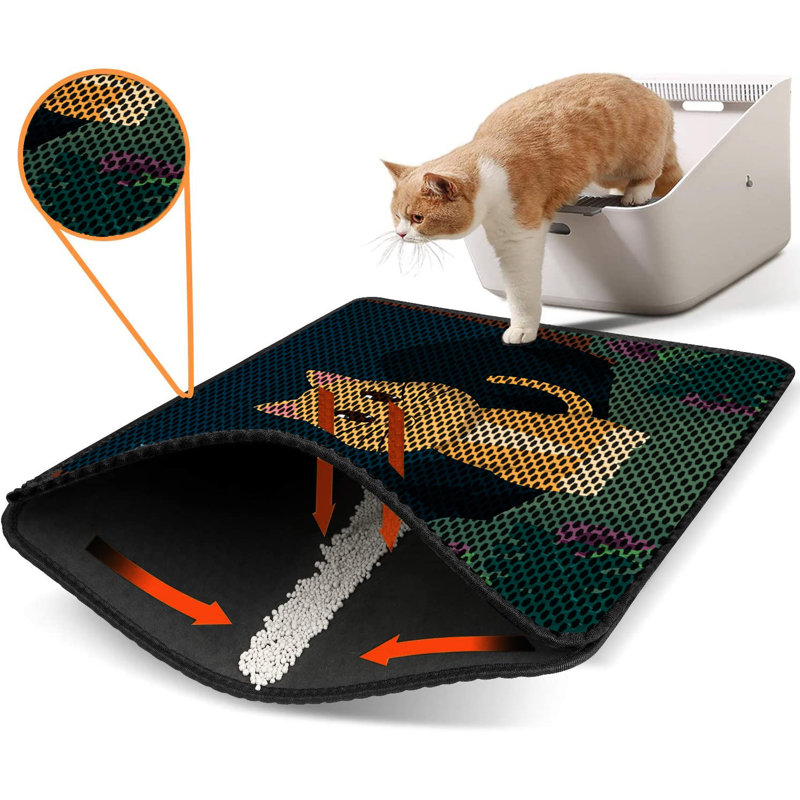 Premium Cat Litter Mat, 18 x 24 inches | 50% PVC / 50% Polyester, Machine Washable & Vacuum Friendly | Durable, Easy-Clean Design for Pet Owners | Protect Your Floors from Litter Messes