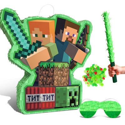 Minecraft Party Decorations, ensemble de 4 petites pinatas Minecraft pour fête d'anniversaire