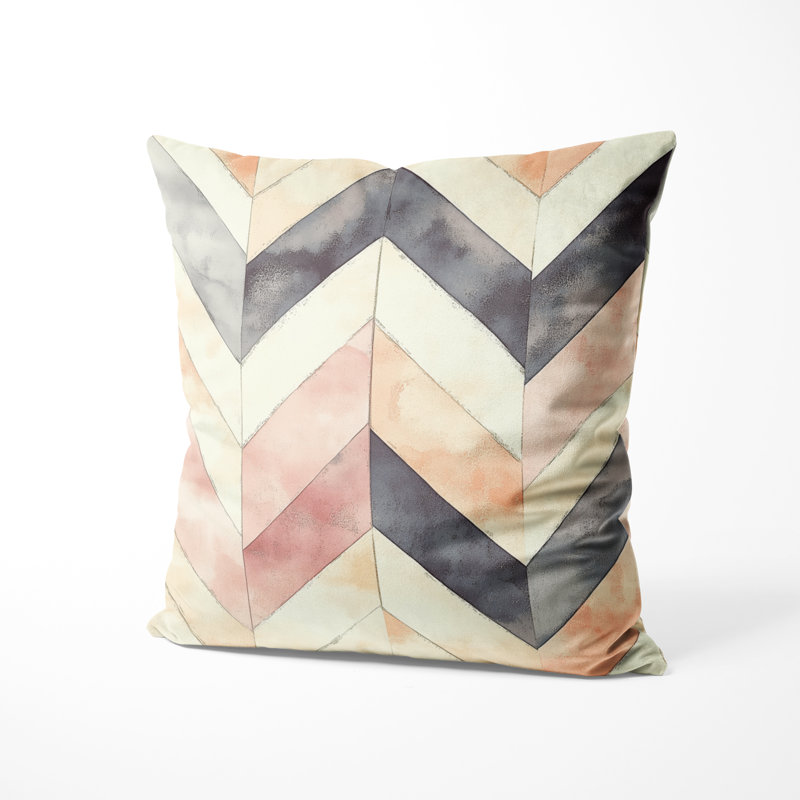 Coussin décoratif contemporain Boho - coussin décoratif à chevrons noir et orange, H 18 po x l 18 po