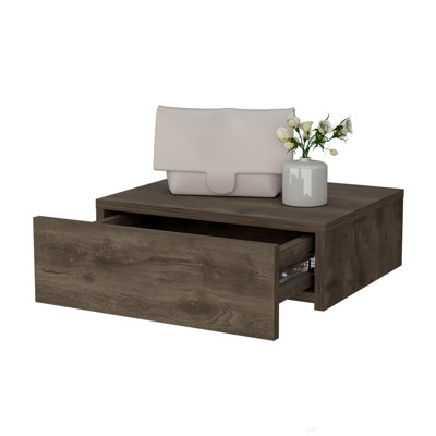 Floating Nightstand 5"H, Modern Wall-Mounted Bedside Shelf With Drawer
