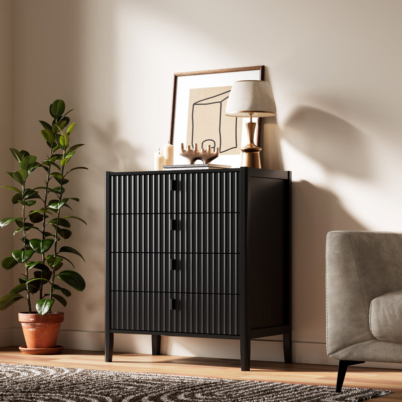4 - Drawer Dresser, 36.7" H, Black