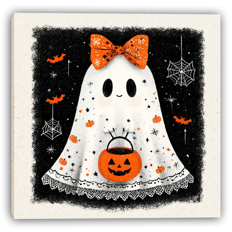 «Starry Halloween Ghost», art mural sur toile tendue, H 30 po x l 30 po