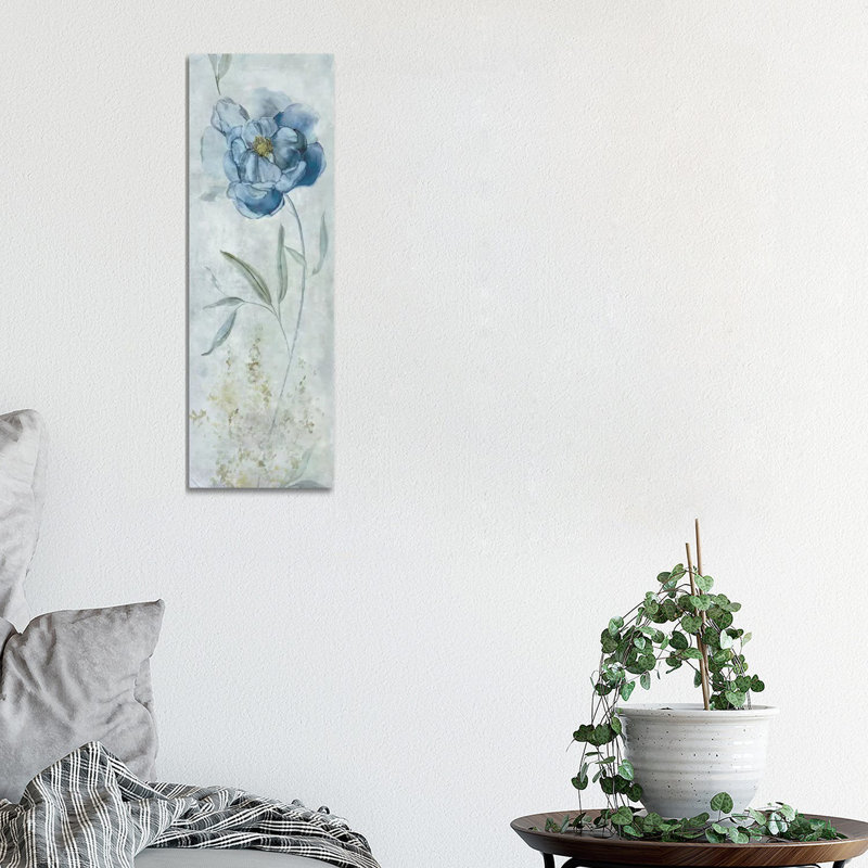 Blue Peony by Carol Robinson - Wrapped Canvas Panoramic Painting, 30.48 cm H x 91.44 cm W x 3.175 cm D