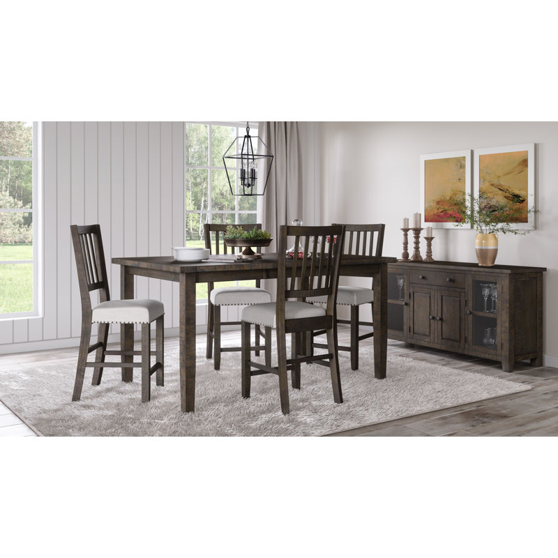Dunihue Extendable Pine Solid Wood Solid Wood Top Four Leg Dining Set, 5 Pieces: 1 Table, 4 Chairs