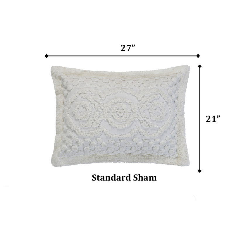 Ivory Cotton Tufted Chenille Standard Sham