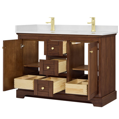 Meuble-lavabo double autoportant 48 po avec plateau Avery