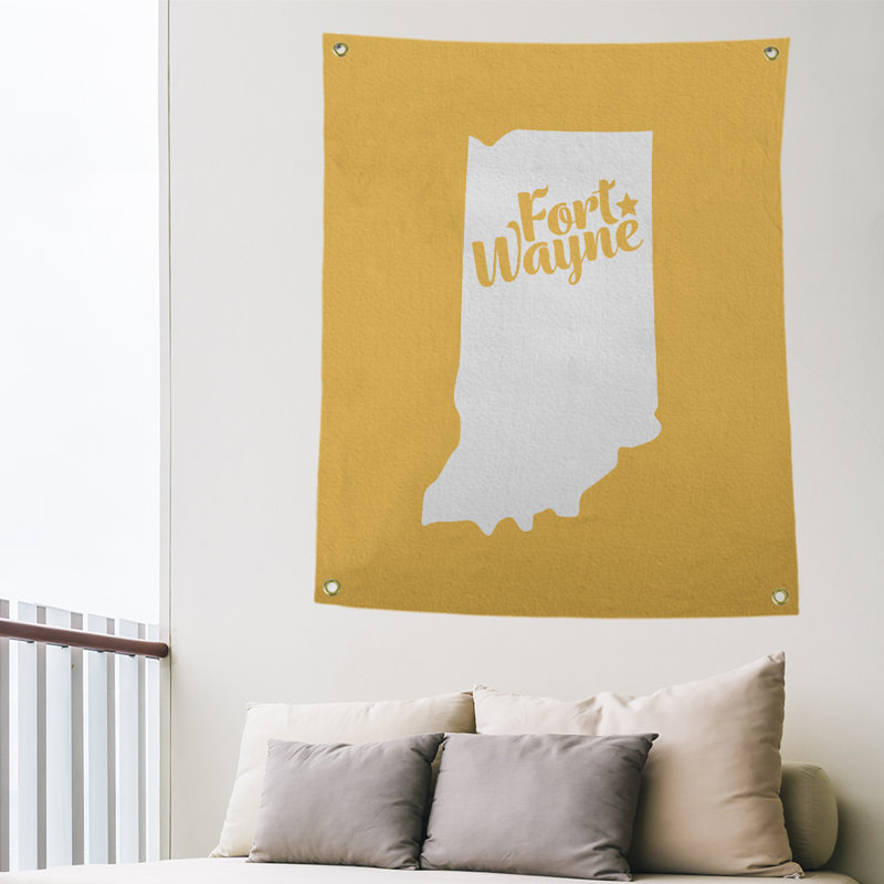 Tapisserie murale fort wayne indiana, H 36 po x l 26 po, Jaune