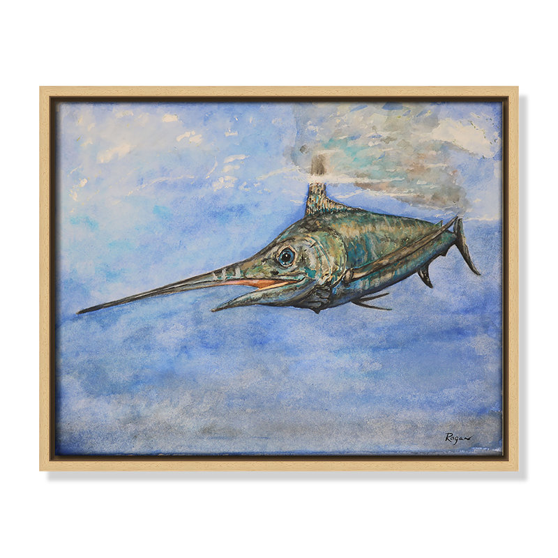 Impression Marlin par Mike Ragan pour , Naturel, H 12,5 po x l 15,5 po