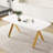51'' Marble Design Tempered Glass Rectangular Dining Table with Metal Legs, Gold-412026618