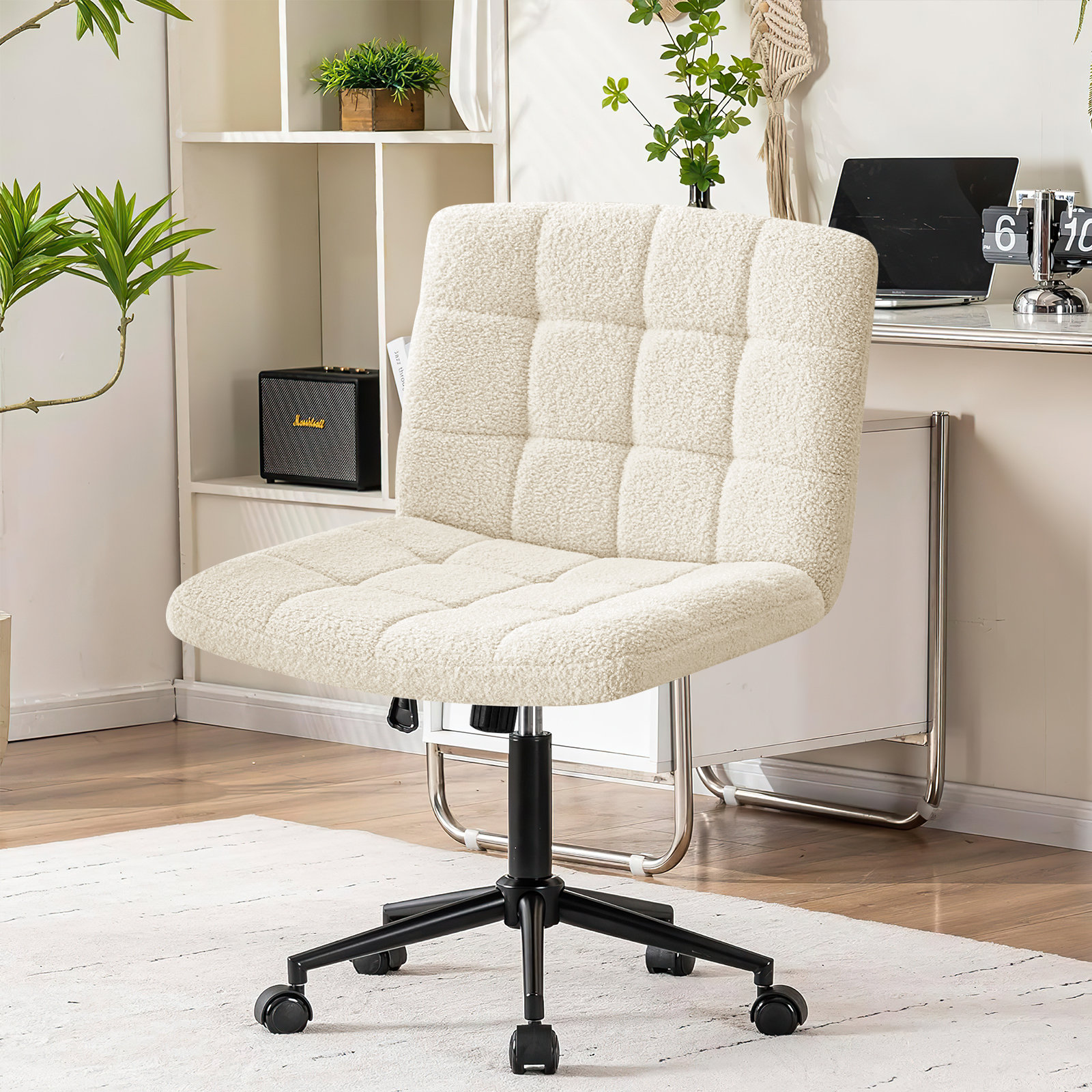 Latitude Run® Deondrae Faux Sherpa Upholstered Swivel Task Chair | Wayfair