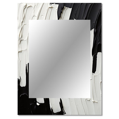 Momentary Spirit Black And White Abstract I - Abstract Painting Decorative Wall Mirror, Black Large Mirror, Printed Metal Art