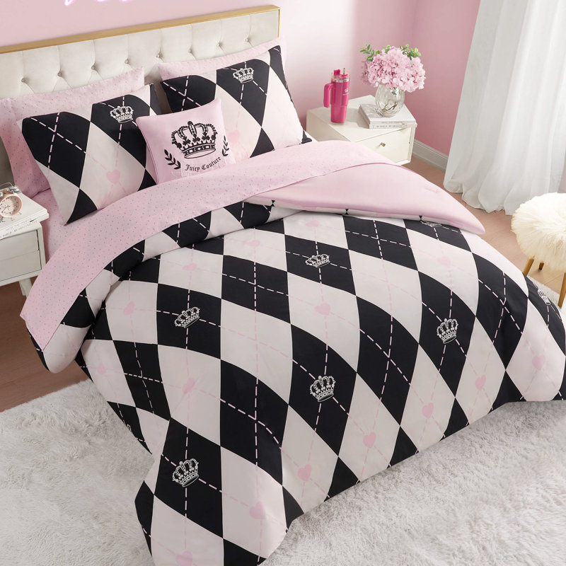 Juicy Couture Royal Argyle Reversible Bed-in-a-Bag Comforter Set, Queen