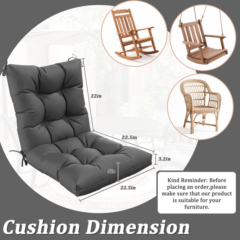 5” Outdoor Cushions And Patio Chair Cushions, Dark Gray, 2