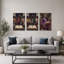 Ensemble de 3 toiles rouges, bleu sarcelle et mauve-1415349355