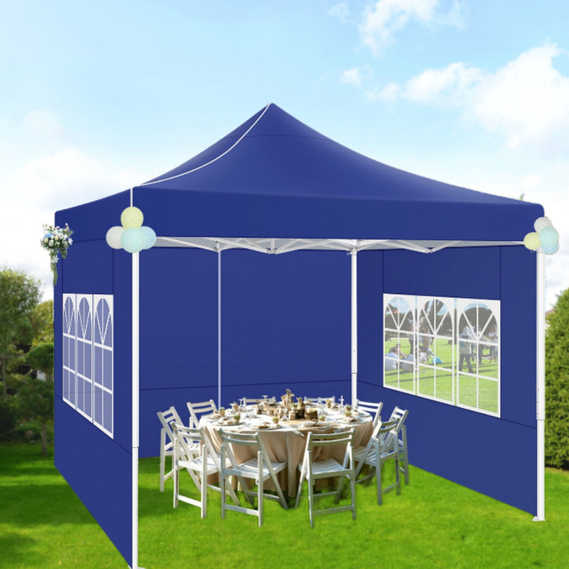 10'Wx10'D Heavy Duty Pop Up Canopy with 4 Sidewalls Tent, Black