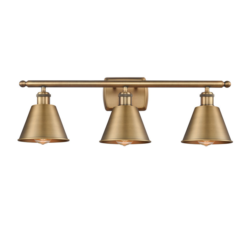 Éclairage de salle de bain à intensité variable 3 lumières Dallyn, Laiton brossé, Laiton brossé, Ampoule DEL 6 watts Vinage
