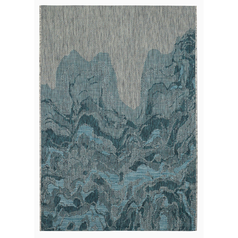 Outdoor Rug - Waterproof Easy to Clean Stain Resistant - Patio Indoor Outdoor Porch Deck Balcony Entryway - Modern Abstract - Freeport - Blue
