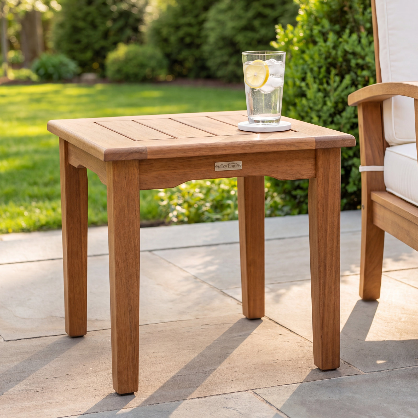 Akiva 20" Eucalyptus Patio Side Table, Brown