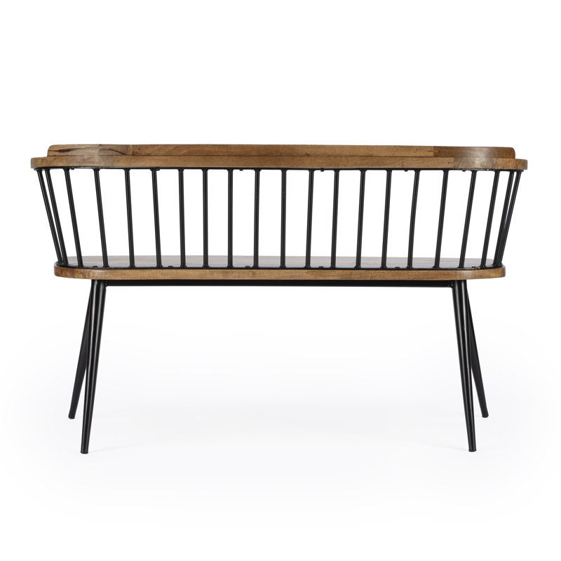 Tempe Mango Wood Spindle Back 51.25"W Bench, Natural Mango/Black