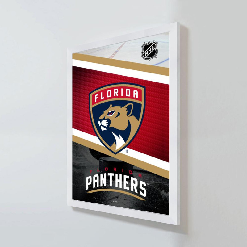Décoration murale des Panthers de la Floride (LNH), H 36 po x l 24 po, Acrylique encadré, Blanc