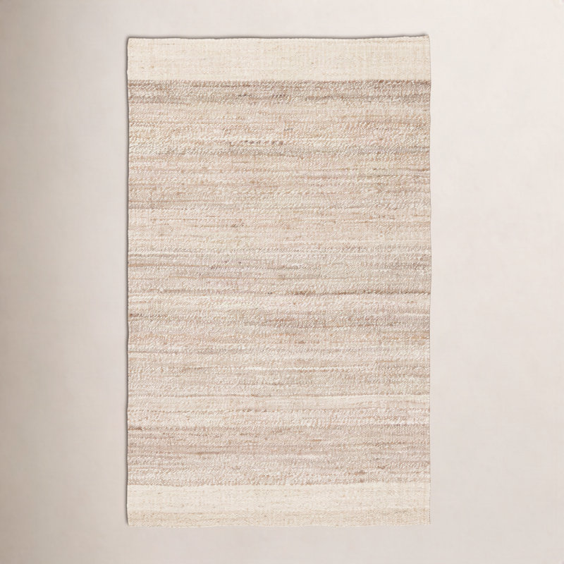 Naturals Tobago Natural Bordered White/ Tan Area Rug (6'X9'), Rectangle 6' x 9'