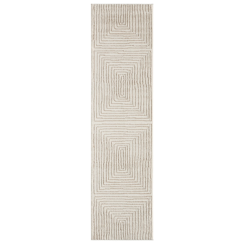 Tapis rayé ivoire / beige Quillan, Tapis de couloir 2 pi 5 po x 10 pi