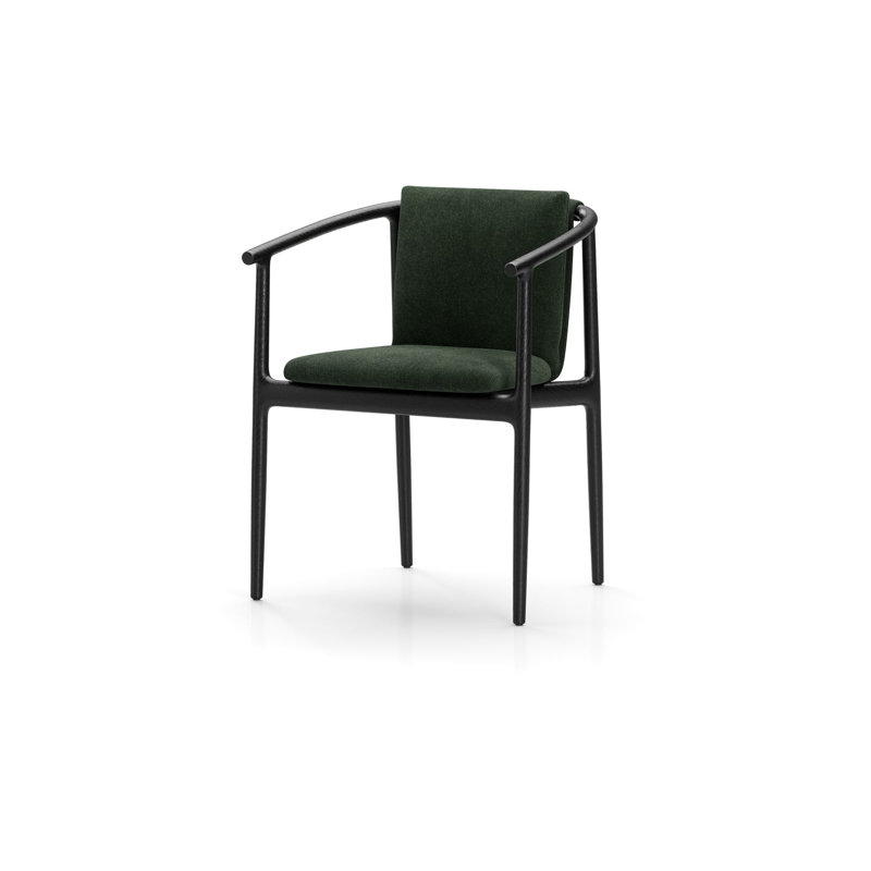 Charlie Upholstered Arm Chair, Black Oak, Sunhill Peridot SH-16