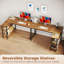 Bureau d'ordinateur réversible en forme de L de 40 pouces avec étagères pour bureau à domicile, brun-596521924-596521925