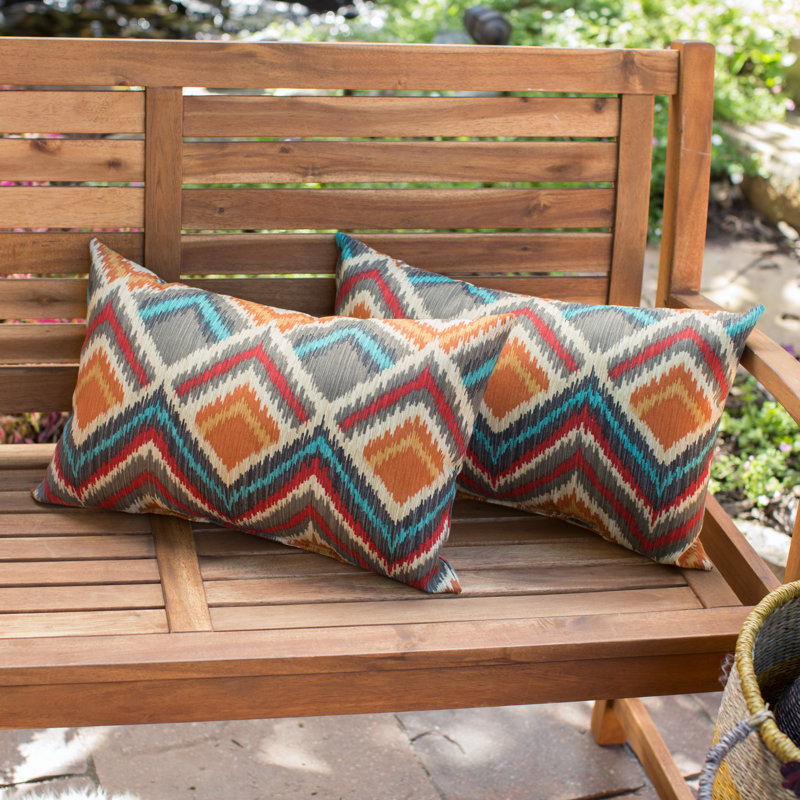 Henrich Indoor/Outdoor Striped Lumbar Pillow, Surreal