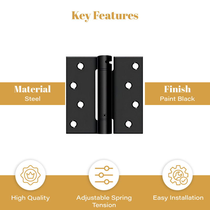 64'' x 64'' Steel Surface Mount Hinge, Paint Black