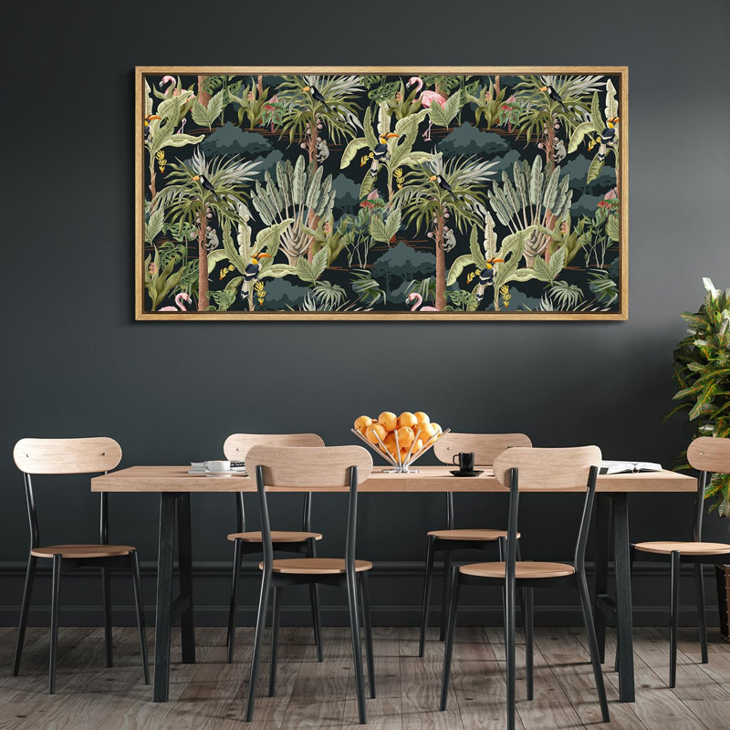 «Tropical Palm Tropical Splendor», reproduction d'art sur toile encadrée, H 30 po x l 60 po, Naturel