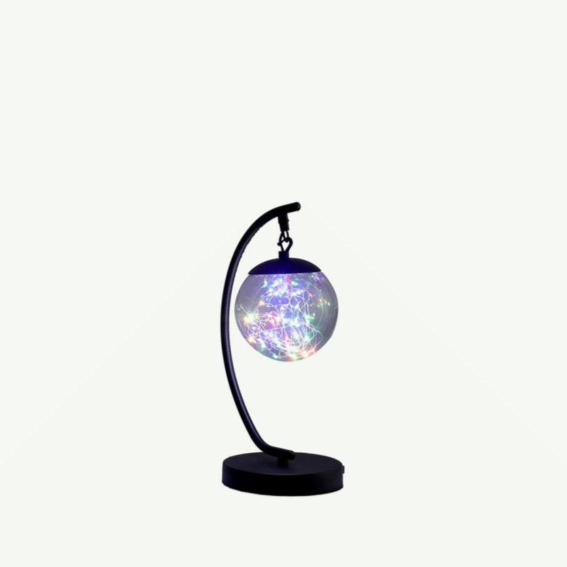 Lampe de table 14 po en verre à DEL multicolore avec orbe et port USB