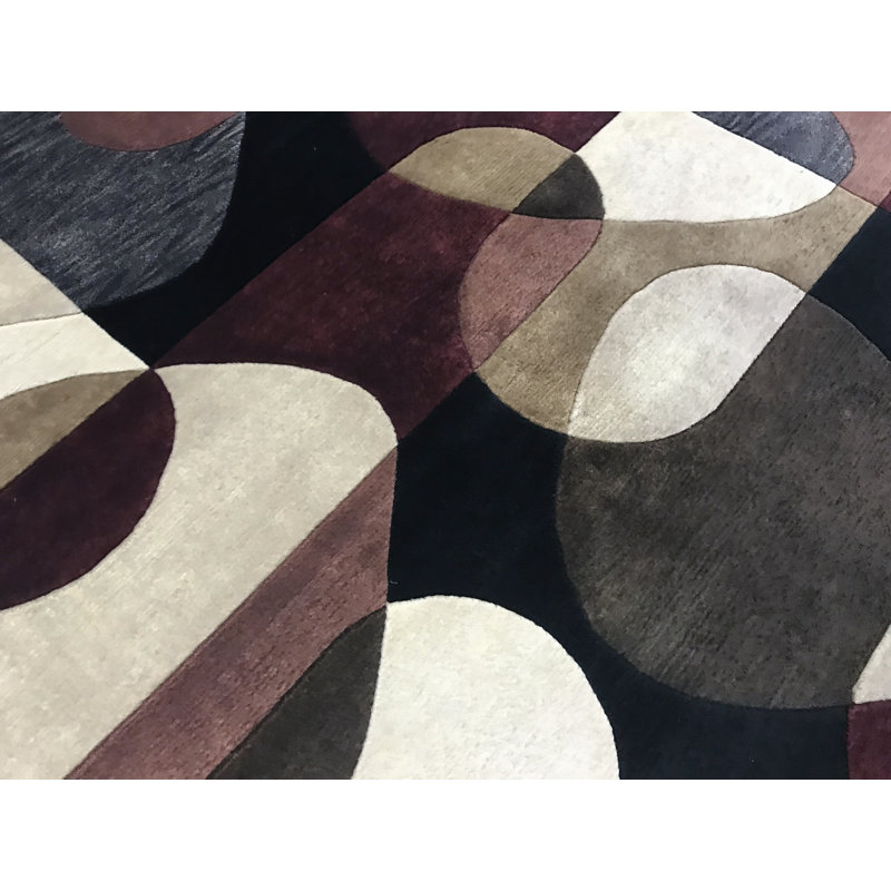 Hand-Knotted High-Quality Black, Gray, and Brown Area Rug