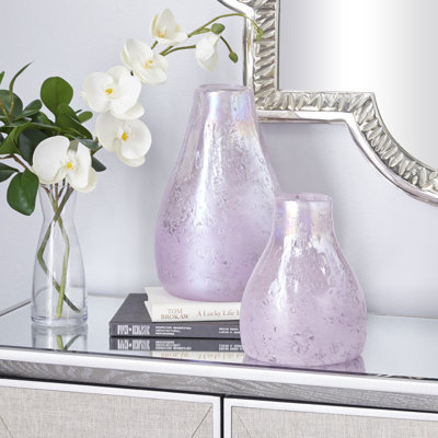 Cosmoliving By Cosmopolitan Set Of 2 Purple Glass Vase