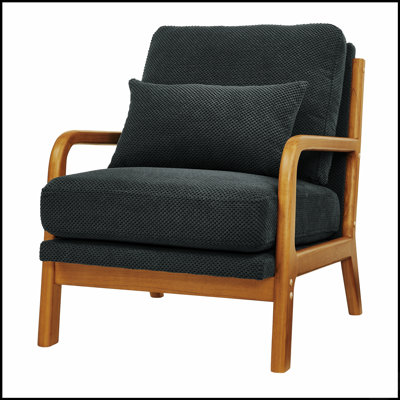 Fauteuil lounge classique en bois avec accoudoirs en bois massif, parfait pour les intérieurs vintage et minimalistes modernes.
