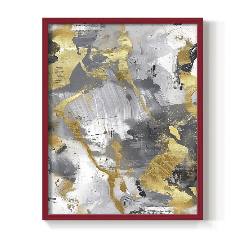 Reproduction encadrée ABSTRACT Series cmxxxiv - bois massif, H 11 po x l 9 po, Rouge